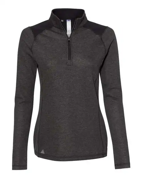 Adidas Women's Heathered Quarter-Zip Pullover With Colorblocked Shoulders 8 Adidas Women's Heathered Quarter-Zip Pullover With Colorblocked Shoulders - Image 6