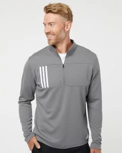 Adidas Men's 3-Stripes Double Knit Quarter-Zip Pullover
