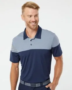 Adidas Men's Heathered 3-Stripes Colorblock Polo